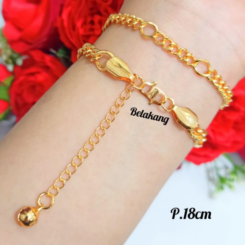 Perhiasan New Gelang Rantai+Cincin elegan permata zircon anti karat