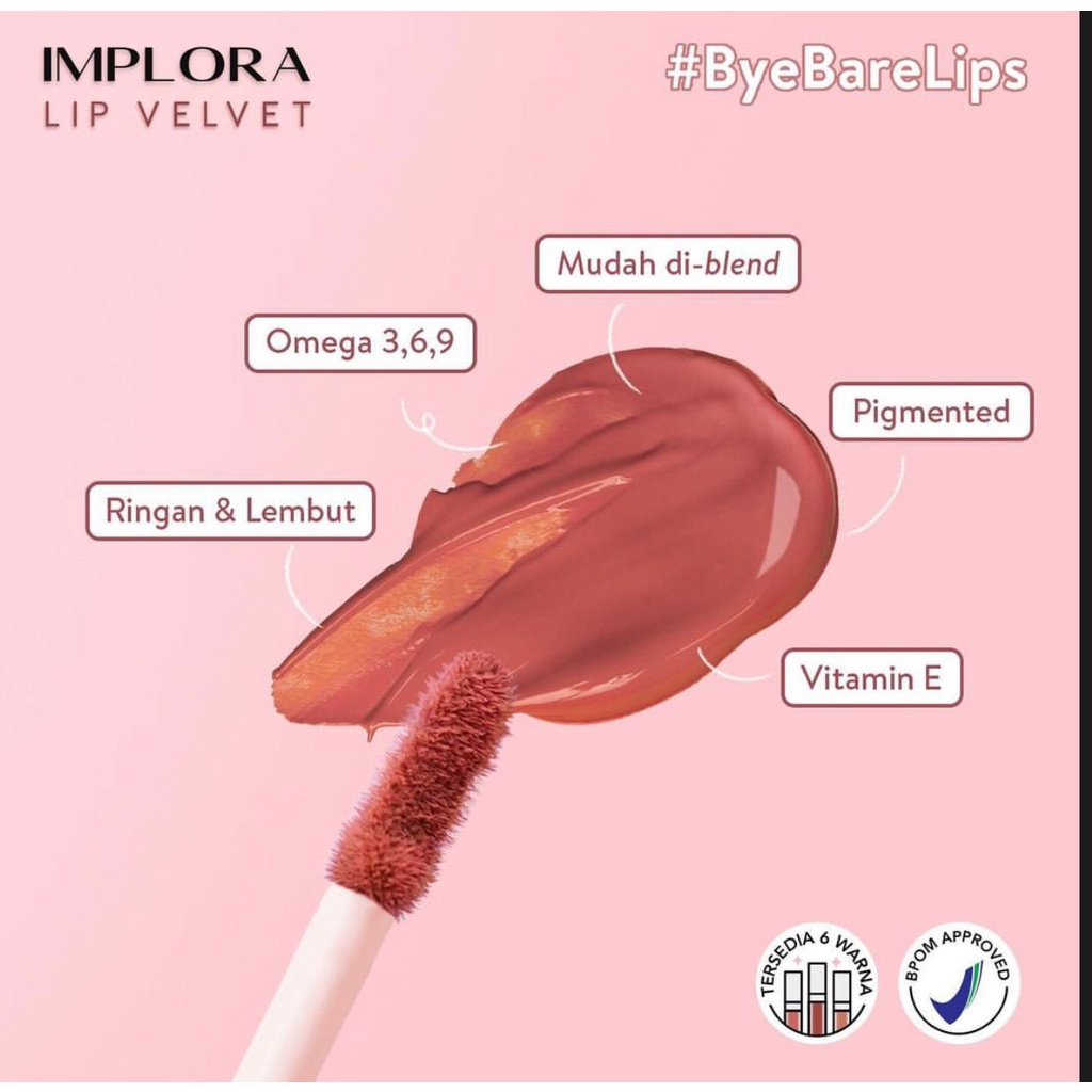 ✿ELYSABETHME✿ IMPLORA LIP velvet cream lipstick cair mattee ombre lips bibir hasil lembab tidak bikin kering mengelupas