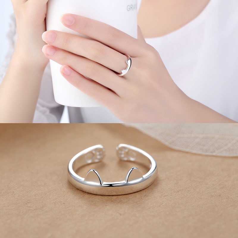 Cincin Model Terbuka Adjustable Desain Bunga Bintang Warna Silver Gaya Korea Untuk Wanita