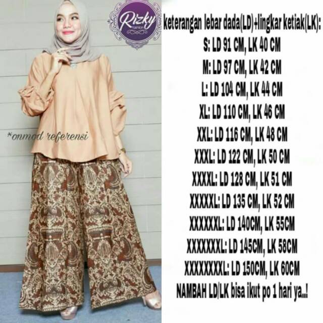 Stelan celana panjang wanita batik kulot jumbo bigsize murah