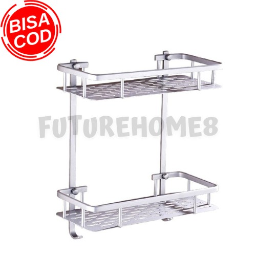 Rak Kamar Mandi Toilet Rack portable Tempat Sabun Aluminium Serbaguna Rak Sabun Handuk 2 Susun