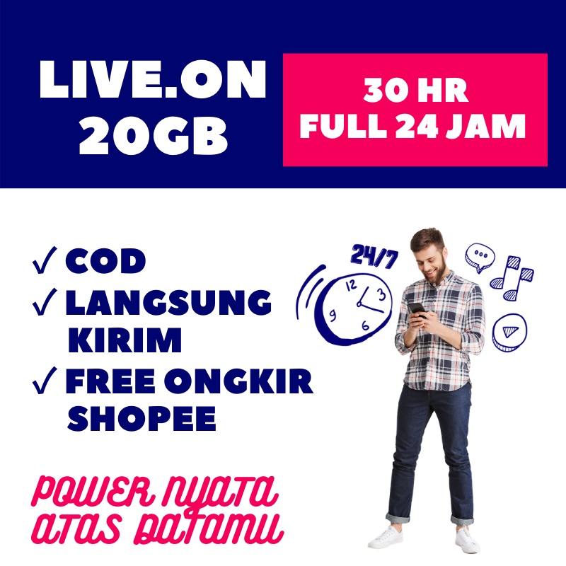 Kartu Perdana Live On XL Power Go 20GB (30 hari) + 5 GB Free Ongkir