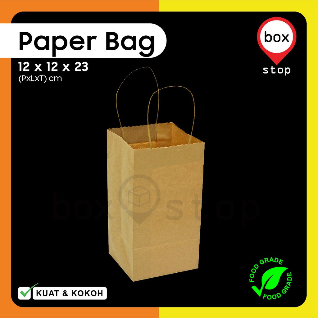 

Paper Bag Polos - Paper Bag Tali Kertas | 12x12x23 cm - COKLAT (24pcs)