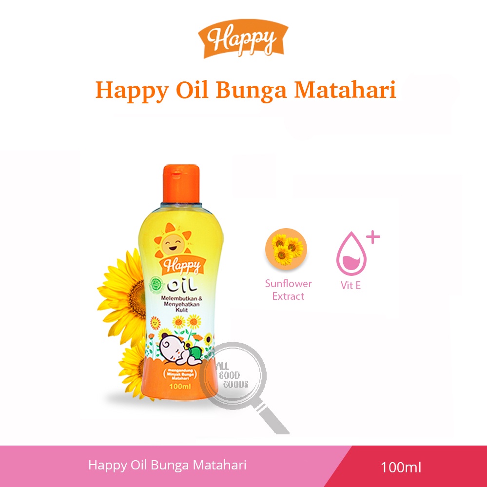 Happy Oil Bunga Matahari 100ml - Minyak Pijat Bayi Anak Aroma Telon 100 ml
