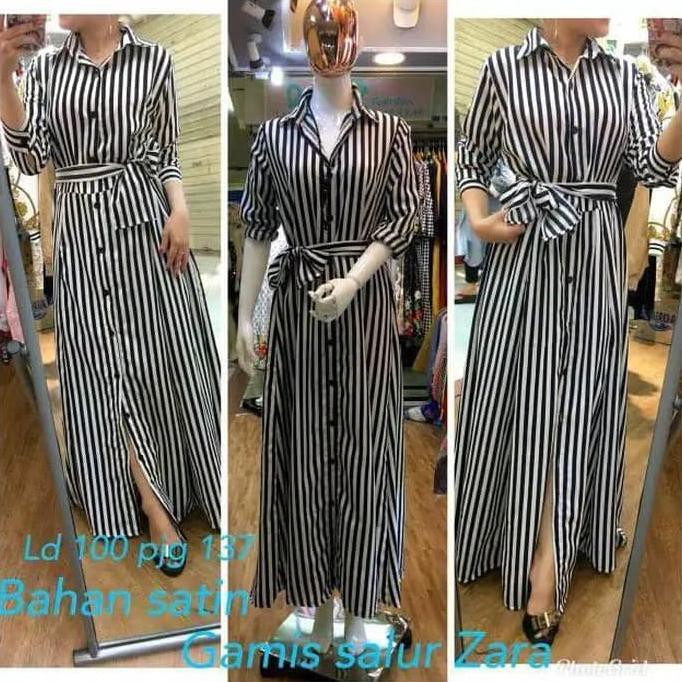 Tunik Zara Import Salur Bhn Satin C81