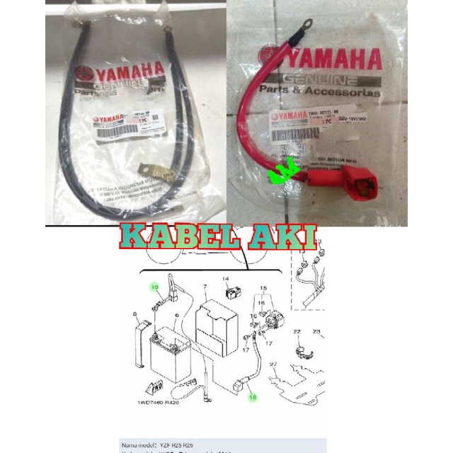 KABEL AKI PLUS MINUS YAMAHA R25 PART ORIGINAL YAMAHA