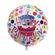 Balon Foil HBD dot warna warni / Balon Happy Birthday 45 cm bebtuk bulat gambar depan belakang