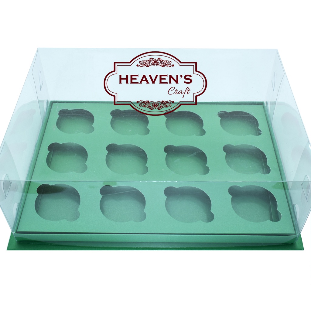 Box cupcake isi 12 hijau tua