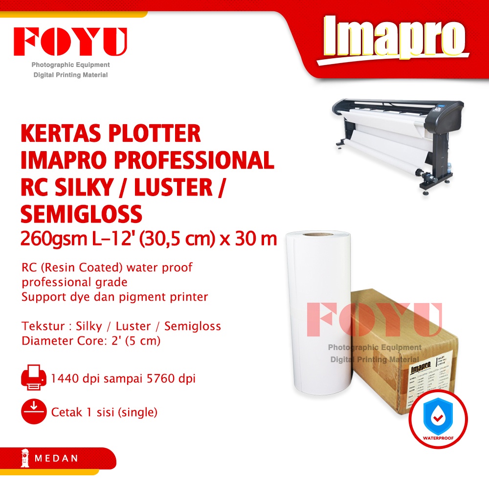 

Kertas Plotter Imapro Professional RC Silky Luster 260gsm L-12'x30m