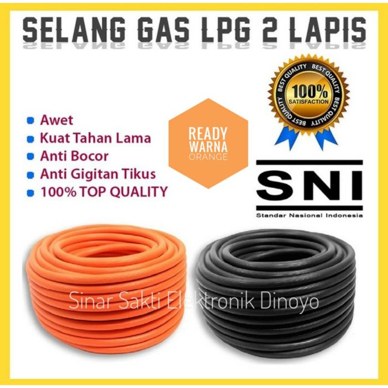 Selang Gas LPG tebal Gas Com Meteran Selang Gas Sni Murah per meter