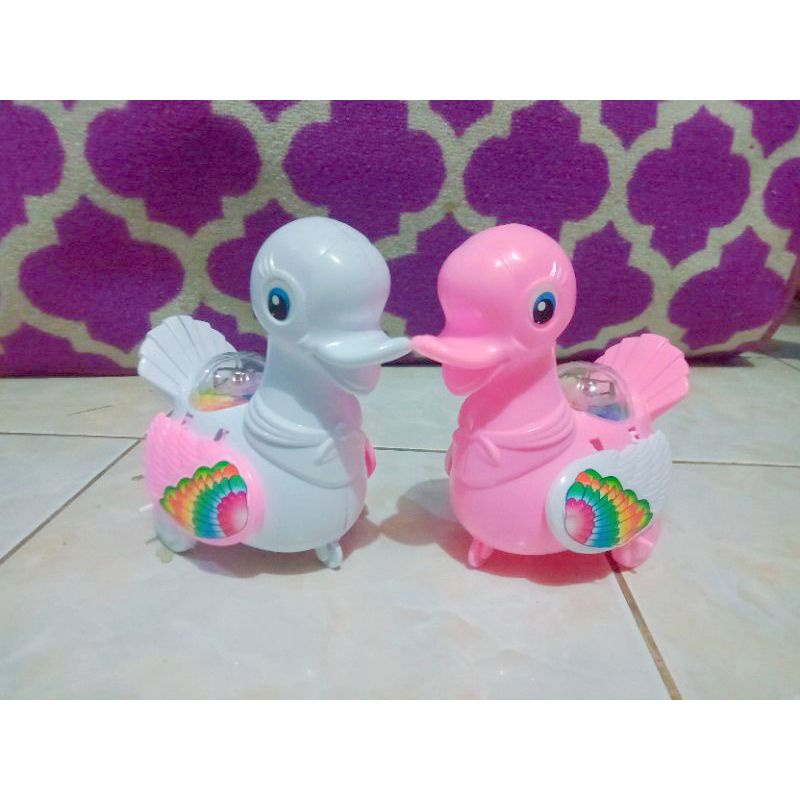 mainan bebek tarik jalan dan nyala_mainan anak_bebek bebekan