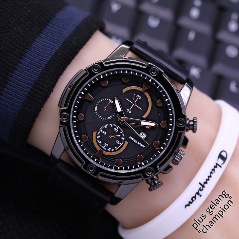 JAM TANGAN PRIA SWISS ANMY TERBARU TANGGAL AKTIF/ JAM TANGAN SWISS 4ARMY BONUS GELANG