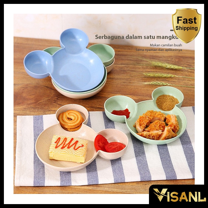 Mangkok Set Peralatan Makan Anak 4 in1Bahan Jerami Gandum Children Tableware Piring Kartun VS-25