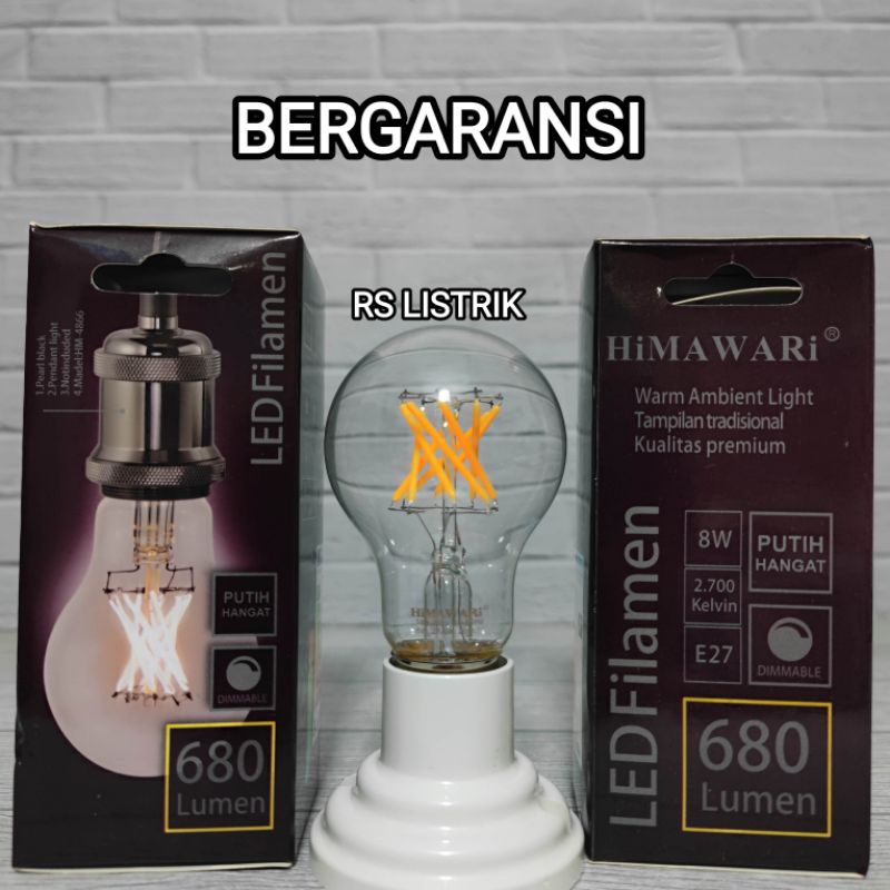 HIMAWARI LAMPU BOHLAM LED FILAMEN HM A6008-8W 8 WATT DIMMABLE 2700K KUNING WARM WHITE BOLAM BULB SNI