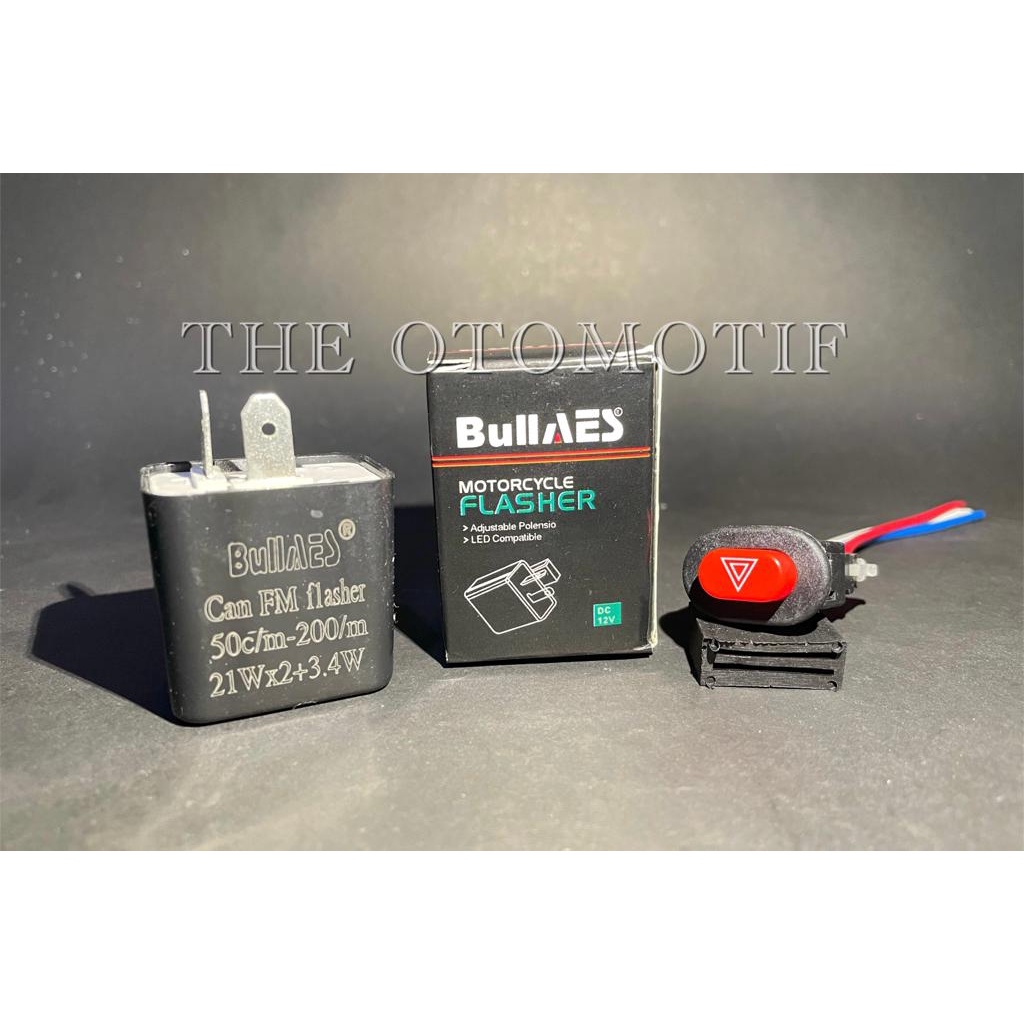 PAKET FLASHER SEIN BULLAES PLUS TOMBOL SAKLAR ON OFF LAMPU HAZARD UNIVERSAL MOTOR