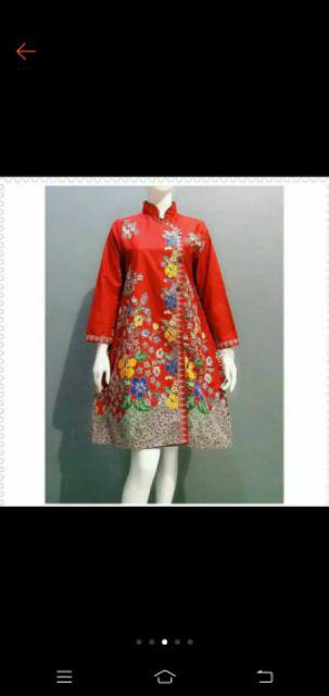 Grosir Terlaris Serut Genes Jelita Tunic Navbor Yelbor Whitbor Creambor Tunik Batik Modern Hrb030