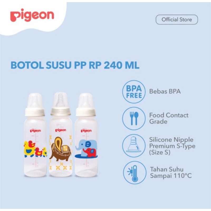 Pigeon Baby Bottle PP RP 240 ml Buy 2 Get 1 Free/Botol Susu Bayi