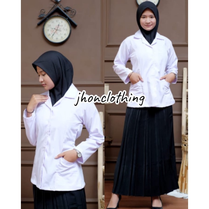 Seragam Dinas Putih PDH Wanita Baju Putih PNS/ASN, Baju Putih Guru, Baju PPL, PDH, Perawat, Bidan
