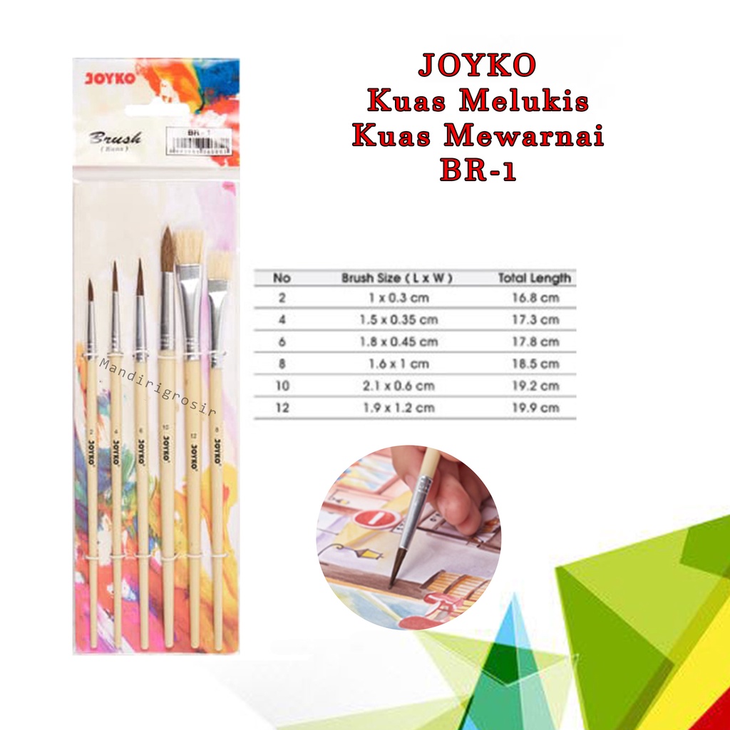 Kuas Joyko* joyko * Kuas * Kuas Melukis * Kuas Mewarnai * Kuas 1 set * BR-1