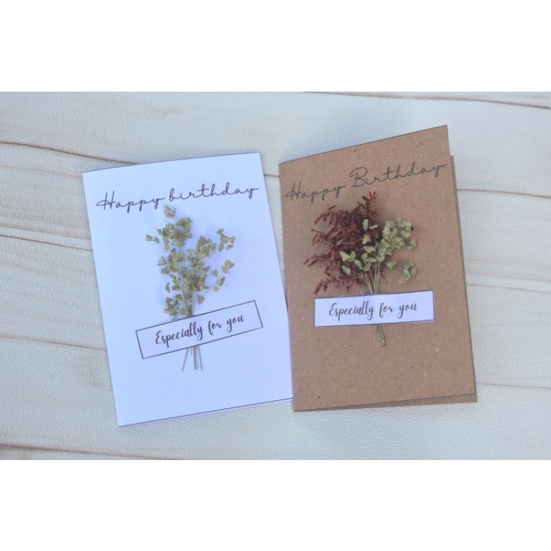 kartu ucapan greeting card custom aesthetic vintage bunga kering