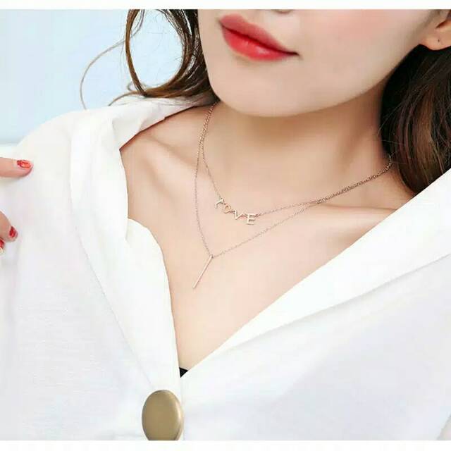 GG Kalung Titanium Premium 2layer I love #KL-119B