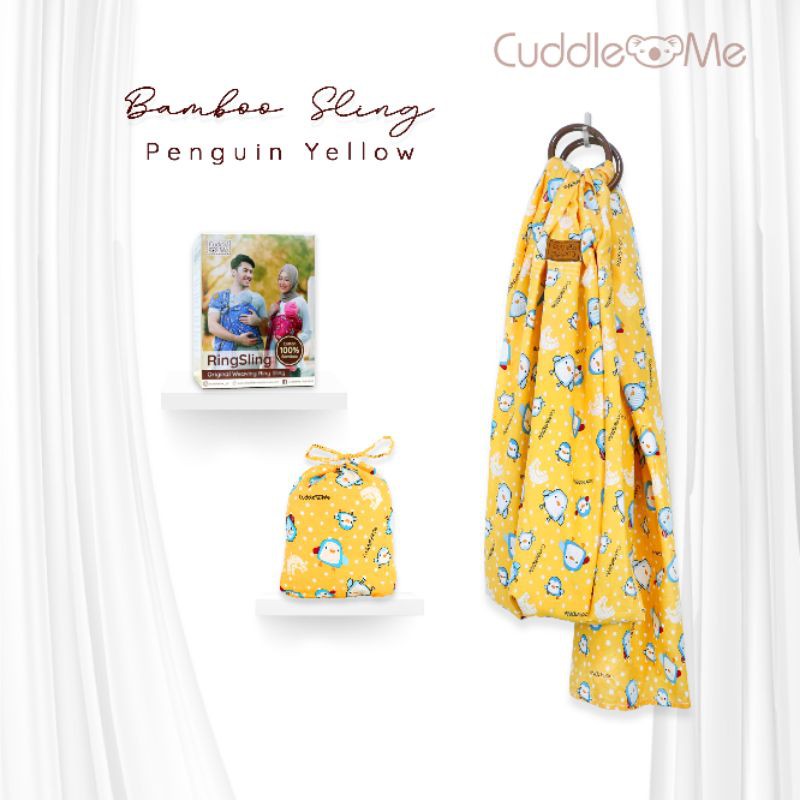 B1203 Cuddle Me Gendongan Bayi Ring Sling Bamboo Sling Ringsling Cuddleme Murah M Shape Jarik-Pinguin yellow
