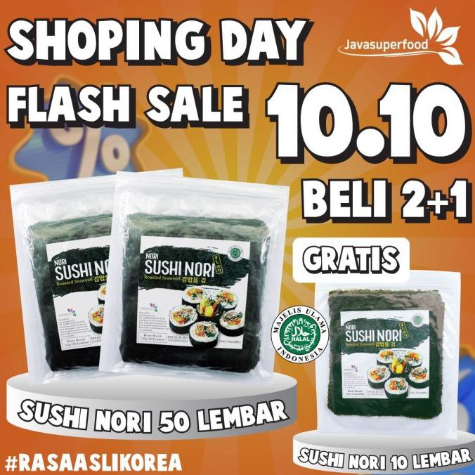 

PROMO Sushi Nori Seaweed Beli 2 sushi nori 50 lembar GRATIS 10 lembar