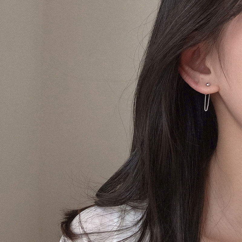 Anting Rantai Menjuntai Warna Silver Untuk Wanita