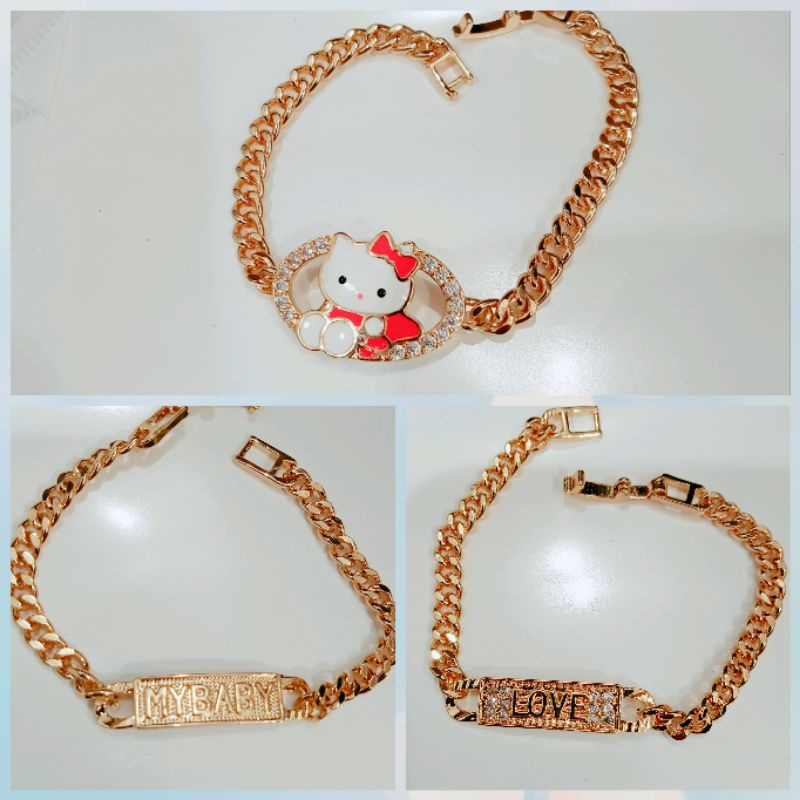 Gelang tangan anak xuping berlapis emas uk15cm.