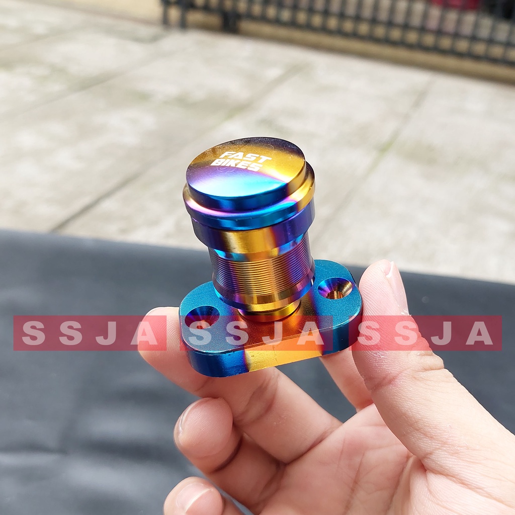 TUTUP MINYAK REM/TABUNG MINYAK REM MODEL STEMPEL KACA DAN CNC TWOTONE GOLD MERAH BIRU UNTUK MOTOR YAMAHA MIO NMAX AEROX VEGA JUPITER FINO DLL