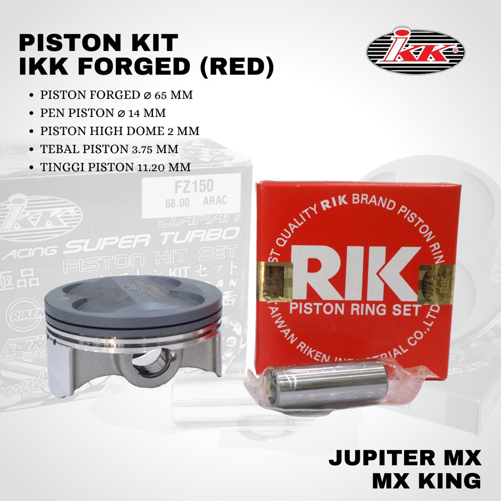 Piston IKK mx mx king 65 pin 14 forged Red