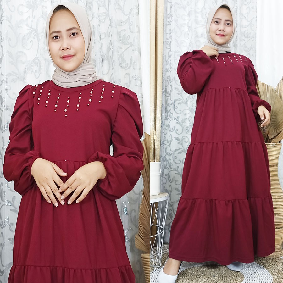 GAMIS SABANI MUTIARA LENGAN KERUT BAWAH 3SUSUN GL FASHION