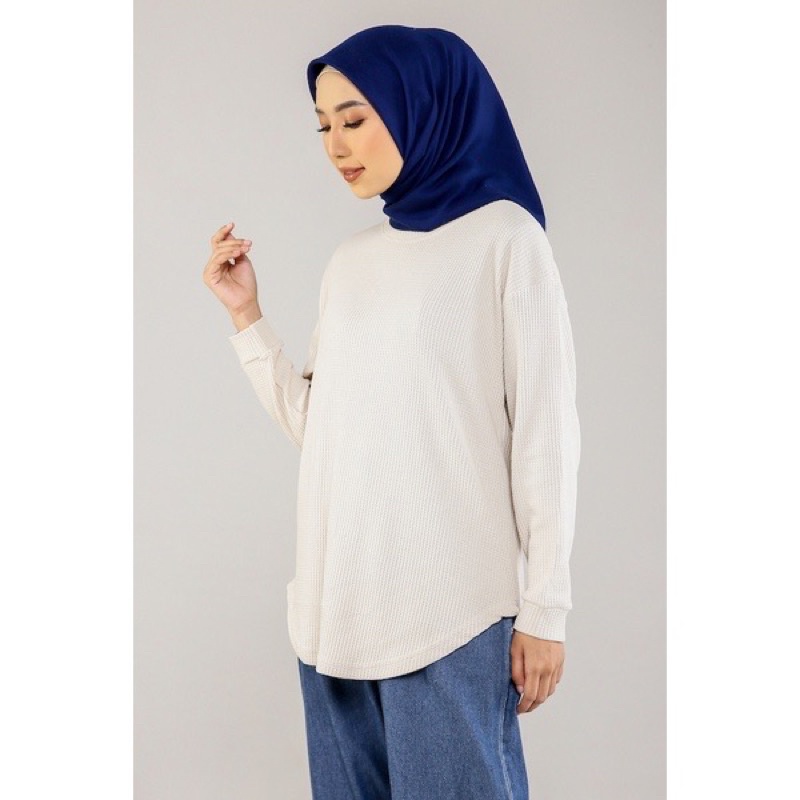 SWEATER WANITA WAFLE OVAL PREMIUM LENGAN PANJANG / ATASAN kAOS WANITA OVAL WAFLE