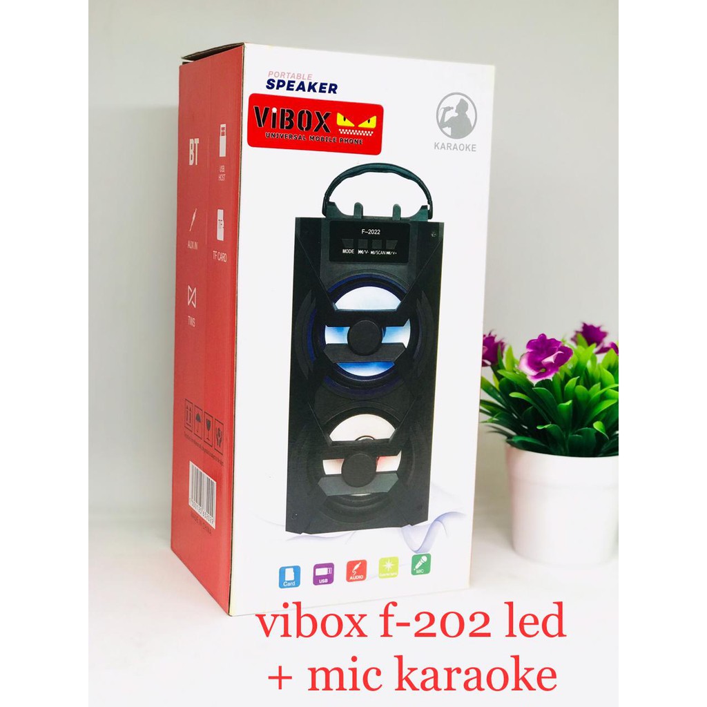 Speaker Bluetooth Portabel vibox  F2021 / F2022 bonus Mic Karaoke Kabel