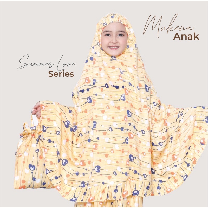 Mukena Anak Rayon Bali Premium Summer Love aksen rempel 5-8th