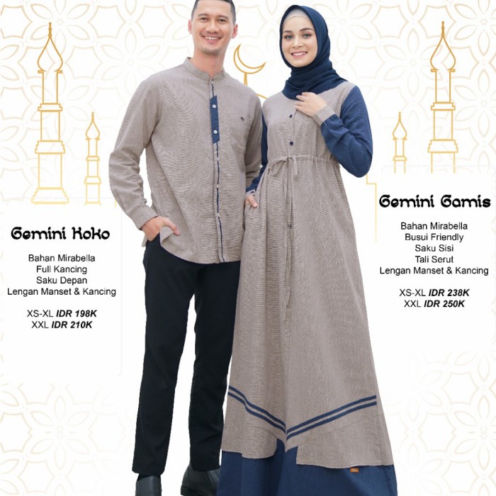 Set-Family-Muslim-Busana- Sarimbit Nibras Gemini Cream - Gamis Dan Koko Nibras Terbaru 2021 - Koko,