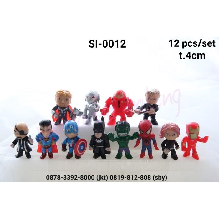 Si-0012 Topper Hiasan Kue Figurine Mini Superhero Spiderman Iron Man