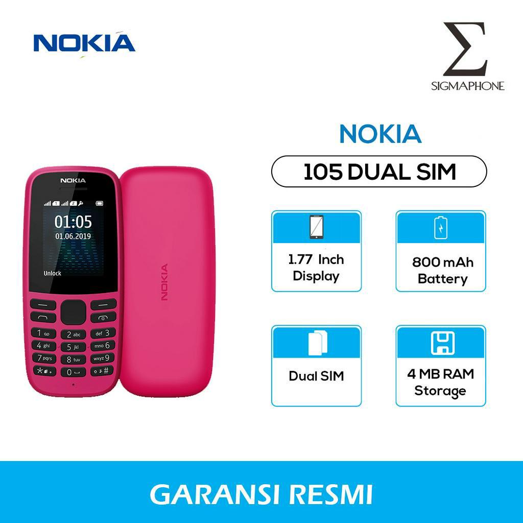 NOKIA 105 DUAL SIM RADIO FM SENTER CANDYBAR LAYAR 1.8 INCH HP MINI NOKIA 105 JADUL GARANSI RESMI
