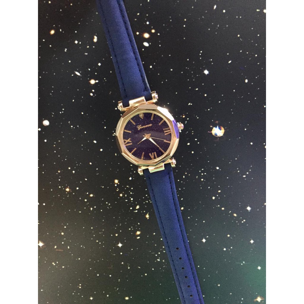 FYGALERY J150 JAM TANGAN GLITER GENEVA JAM TANGAN FASHION JAM TANGAN WANITA MURAH BATAM IMPORT-Biru
