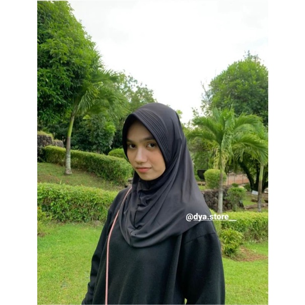 JILBAB SPORT - Hijab Sporty / Hijab Instant / Hijab Sporty Olah Raga Spandek Bergo Polos-Hitam