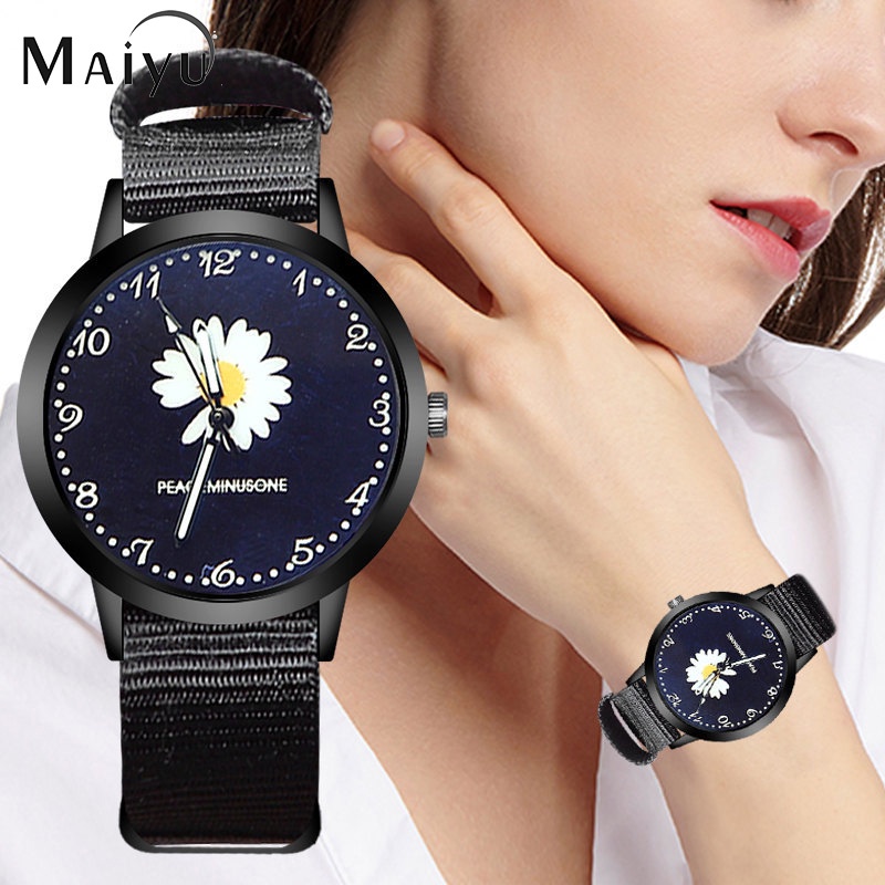 Jam Tangan Wanita A0056 Korean Floral Print Daisy Watches