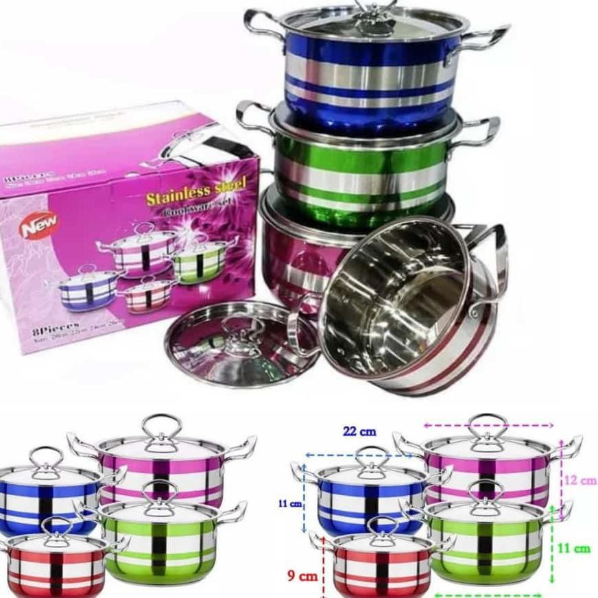 Panci Warna Warni Set 4pcs Cook ware Panci Stainless Steel TRI J