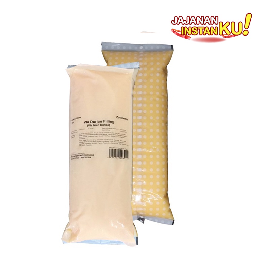 Sonton Vla Isian Durian / Filling Rasa Durian 1kg - Untuk Roti Kue Bolu
