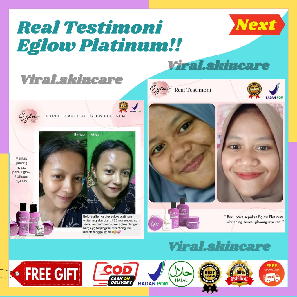 Eglow Platinum Bpom Ecer Skincare Perawatan Kecantikan Wajah Wanita Terbaru Murah A19-5
