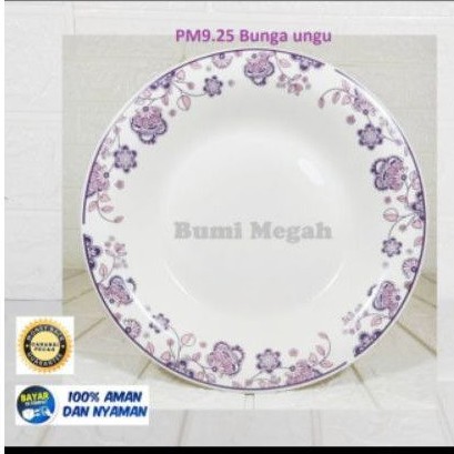 6 Pcs Piring Makan Keramik Omega 9 25inch Motif Bunga Ungu Pm9 25bgp Bit Keramik Shopee Indonesia