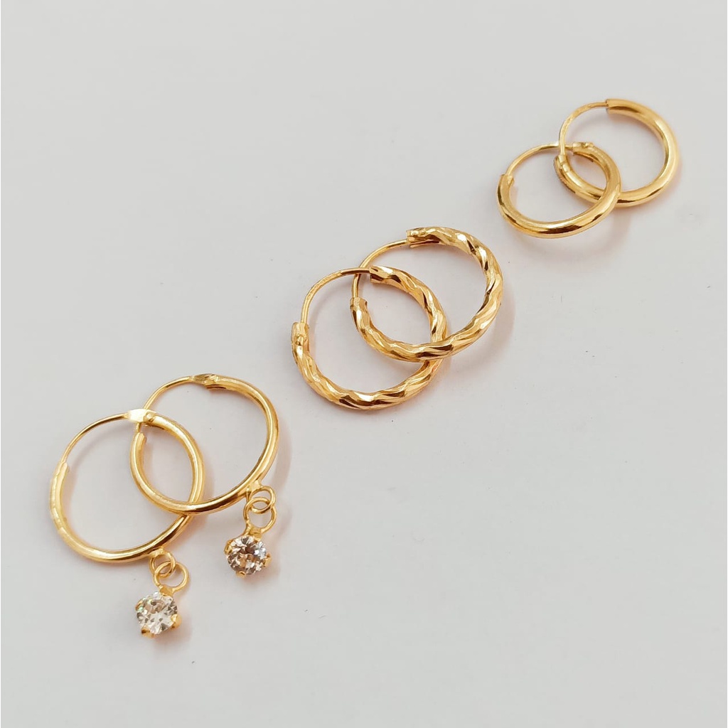 Anting Anak emas jersi selep 0.5gram / Anting Emas Muda 375/8k