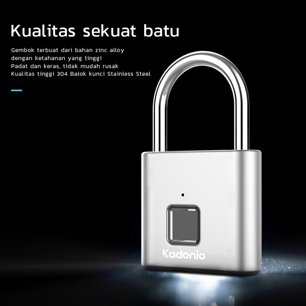 Kadonio kunci gembok sidik jari Smart Fingerprint Padlock Security gembok pagar pintu anti maling kunci gembok pintu