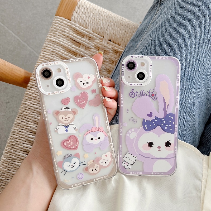 Soft Case Pelindung Transparan Motif Kelinci Beruang Kecil Anti Jatuh Untuk iPhone 13 12 Pro MAX 11 X XR XS MAX 7 8 Plus