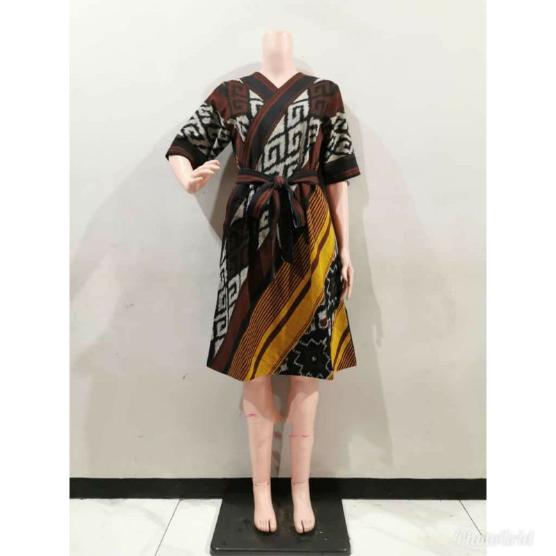 Dress tenun jepara ikat aktif baju tenun jepara DTB53