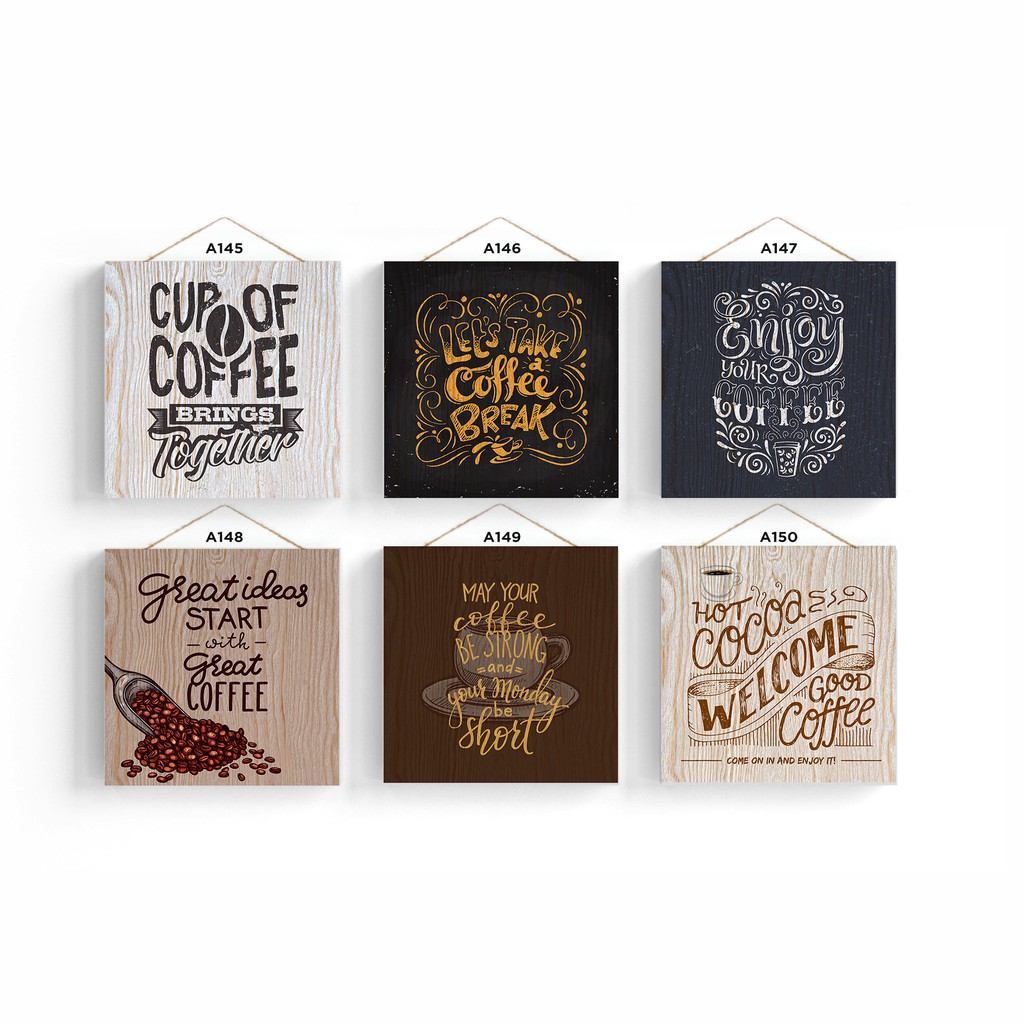 Poster Quote Kopi Hiasan Dinding Quote Coffee Wooden Vintage